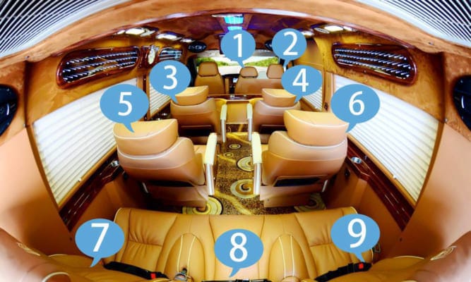Layout of Hoi An to Hue limousine van
