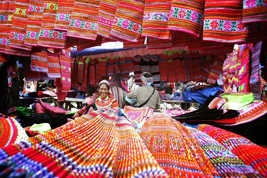Bac Ha market with a plenty of handicraft products